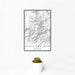 12x18 Brasstown Bald Georgia Map Print Portrait Orientation in Classic Style With Small Cactus Plant in White Planter