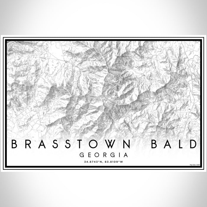 Brasstown Bald Georgia Map Print Landscape Orientation in Classic Style With Shaded Background