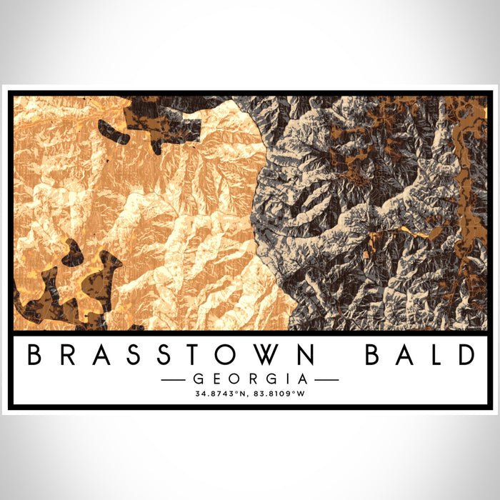 Brasstown Bald Georgia Map Print Landscape Orientation in Ember Style With Shaded Background