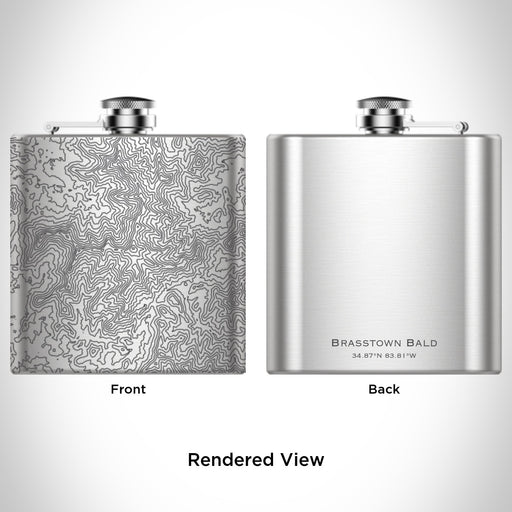 Rendered View of Brasstown Bald Georgia Map Engraving on 6oz Stainless Steel Flask