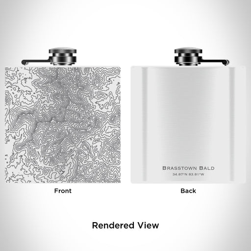 Rendered View of Brasstown Bald Georgia Map Engraving on 6oz Stainless Steel Flask in White