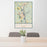 24x36 Brattleboro Vermont Map Print Portrait Orientation in Woodblock Style Behind 2 Chairs Table and Potted Plant