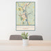 24x36 Brattleboro Vermont Map Print Portrait Orientation in Woodblock Style Behind 2 Chairs Table and Potted Plant