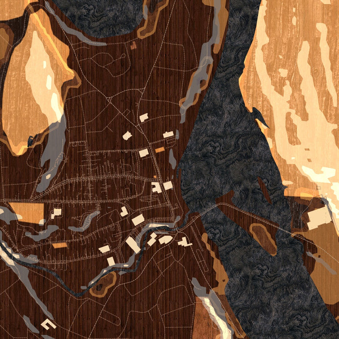 Brattleboro Vermont Map Print in Ember Style Zoomed In Close Up Showing Details