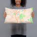 Person holding 20x12 Custom Brattleboro Vermont Map Throw Pillow in Watercolor