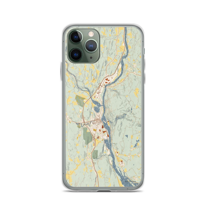 Custom iPhone 11 Pro Brattleboro Vermont Map Phone Case in Woodblock