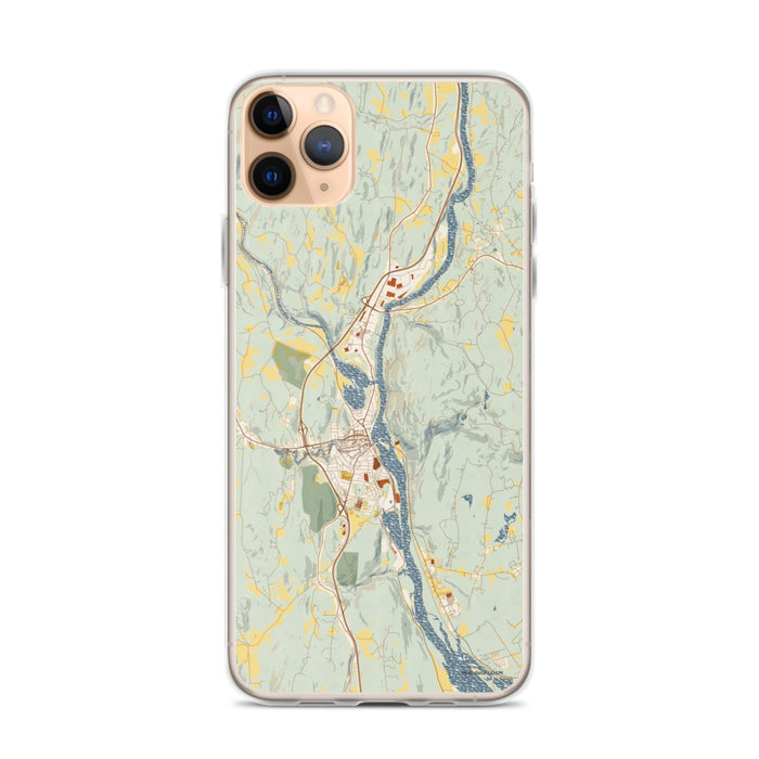 Custom iPhone 11 Pro Max Brattleboro Vermont Map Phone Case in Woodblock