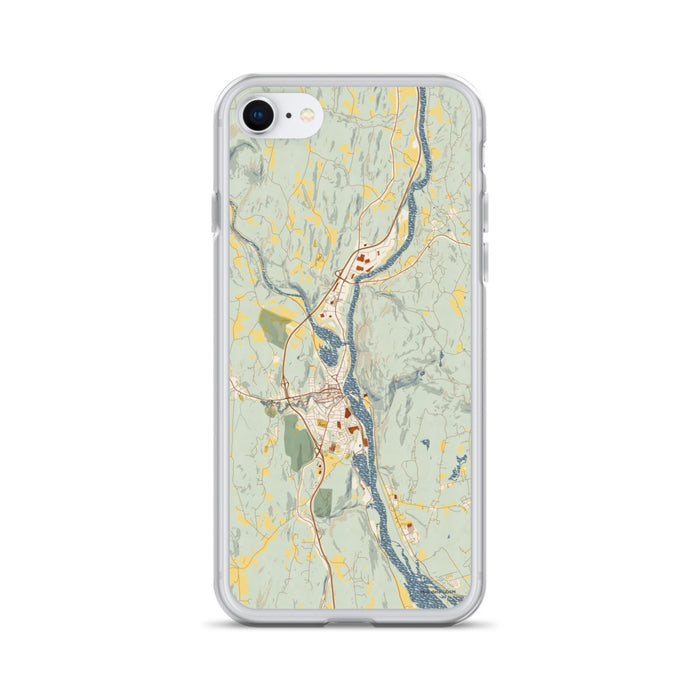 Custom iPhone SE Brattleboro Vermont Map Phone Case in Woodblock