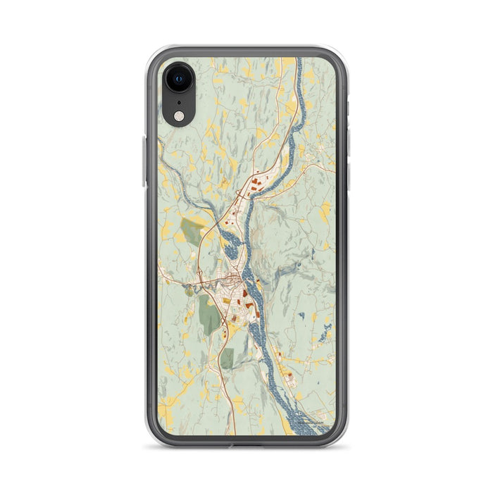 Custom iPhone XR Brattleboro Vermont Map Phone Case in Woodblock