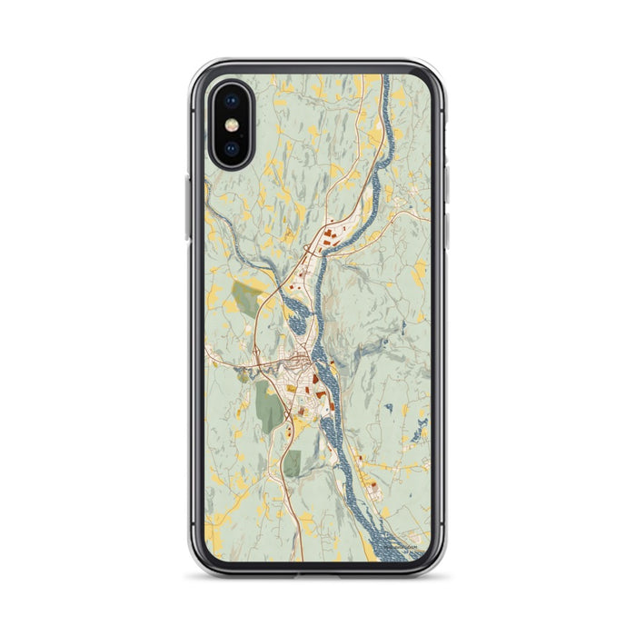 Custom iPhone X/XS Brattleboro Vermont Map Phone Case in Woodblock