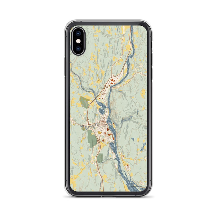 Custom iPhone XS Max Brattleboro Vermont Map Phone Case in Woodblock