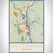 Brattleboro Vermont Map Print Portrait Orientation in Woodblock Style With Shaded Background