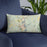 Custom Brattleboro Vermont Map Throw Pillow in Woodblock on Blue Colored Chair