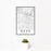 12x18 Brea California Map Print Portrait Orientation in Classic Style With Small Cactus Plant in White Planter