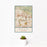 12x18 Brea California Map Print Portrait Orientation in Woodblock Style With Small Cactus Plant in White Planter