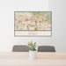 24x36 Brea California Map Print Lanscape Orientation in Woodblock Style Behind 2 Chairs Table and Potted Plant
