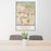 24x36 Brea California Map Print Portrait Orientation in Woodblock Style Behind 2 Chairs Table and Potted Plant
