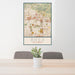 24x36 Brea California Map Print Portrait Orientation in Woodblock Style Behind 2 Chairs Table and Potted Plant