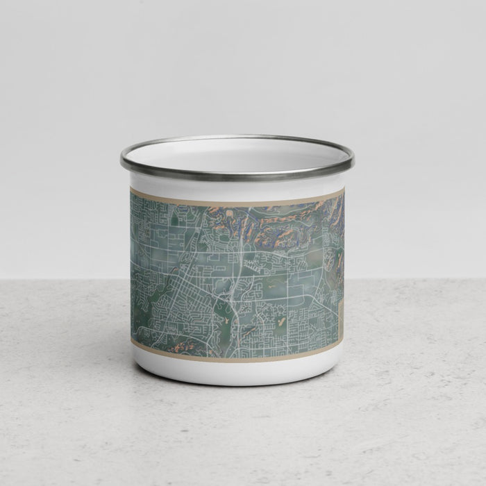 Front View Custom Brea California Map Enamel Mug in Afternoon