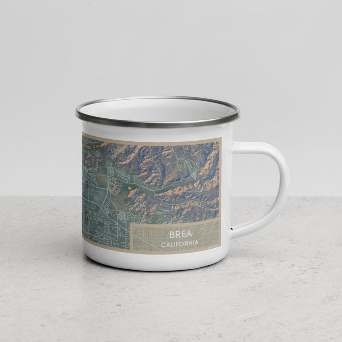 Right View Custom Brea California Map Enamel Mug in Afternoon