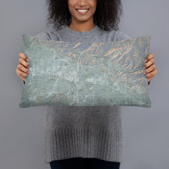 Person holding 20x12 Custom Brea California Map Throw Pillow in Afternoon