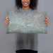 Person holding 20x12 Custom Brea California Map Throw Pillow in Afternoon