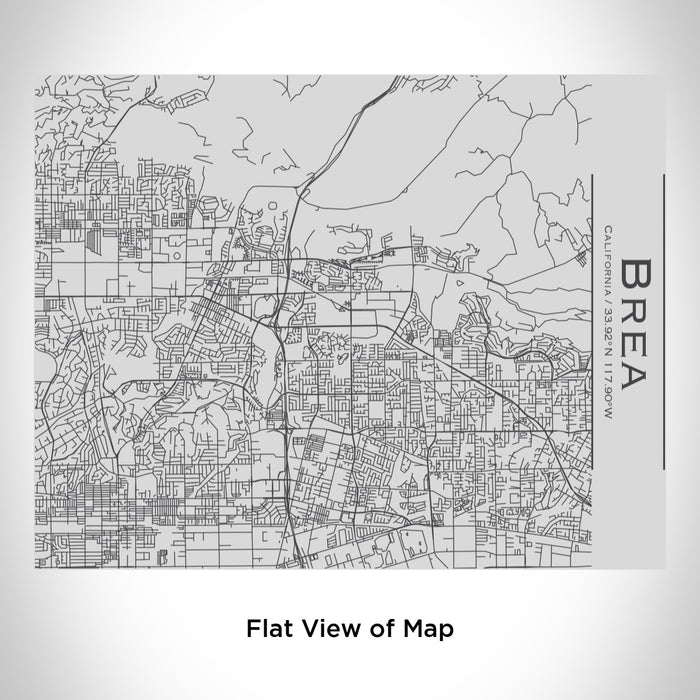 Rendered View of Brea California Map Engraving on 20oz Stainless Steel Insulated Bottle with Bamboo Top