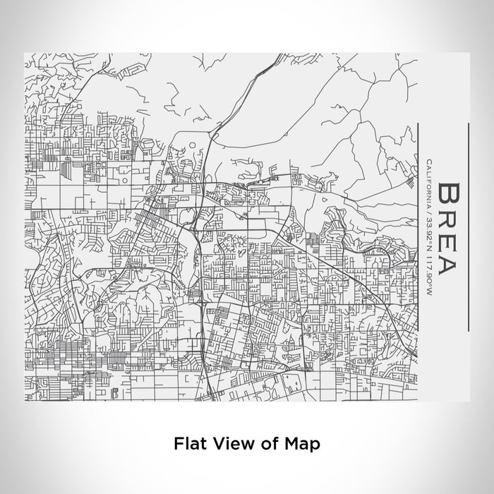 Rendered View of Brea California Map Engraving on 20oz Stainless Steel Insulated Bottle with Bamboo Top in White