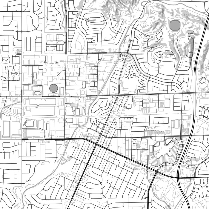 Brea California Map Print in Classic Style Zoomed In Close Up Showing Details