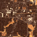 Brea California Map Print in Ember Style Zoomed In Close Up Showing Details