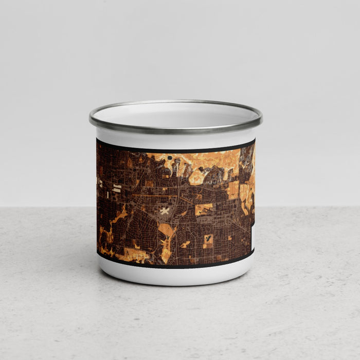Front View Custom Brea California Map Enamel Mug in Ember