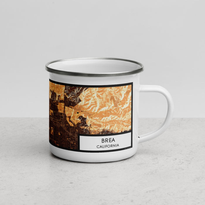 Right View Custom Brea California Map Enamel Mug in Ember