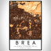 Brea California Map Print Portrait Orientation in Ember Style With Shaded Background
