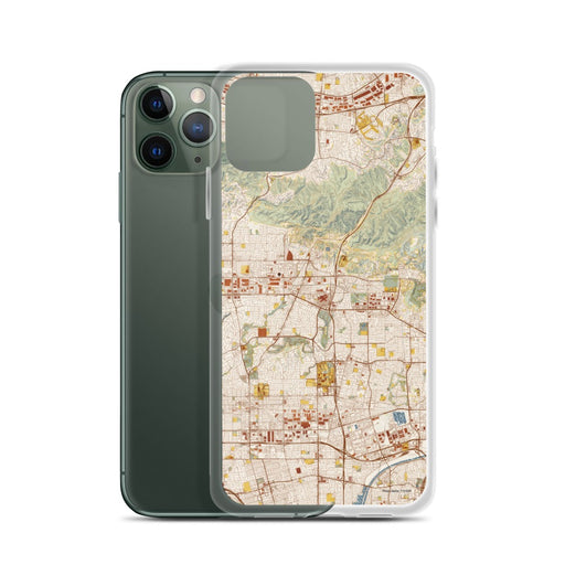 Custom Brea California Map Phone Case in Woodblock