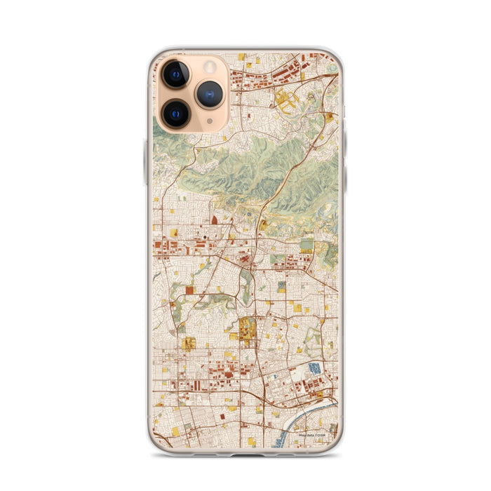 Custom iPhone 11 Pro Max Brea California Map Phone Case in Woodblock