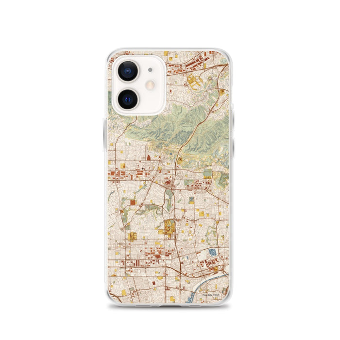 Custom iPhone 12 Brea California Map Phone Case in Woodblock