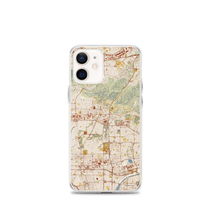Custom iPhone 12 mini Brea California Map Phone Case in Woodblock