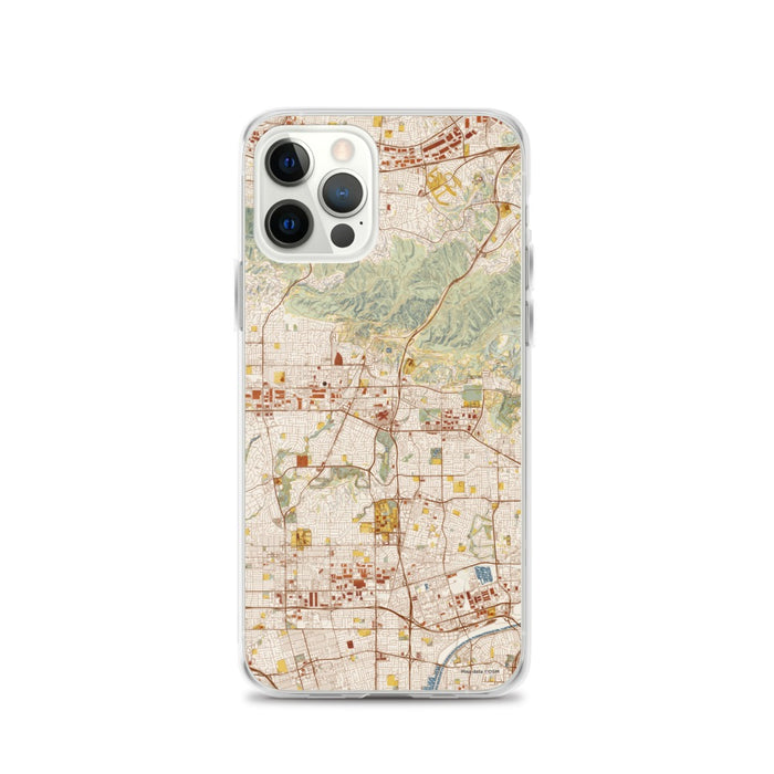 Custom iPhone 12 Pro Brea California Map Phone Case in Woodblock