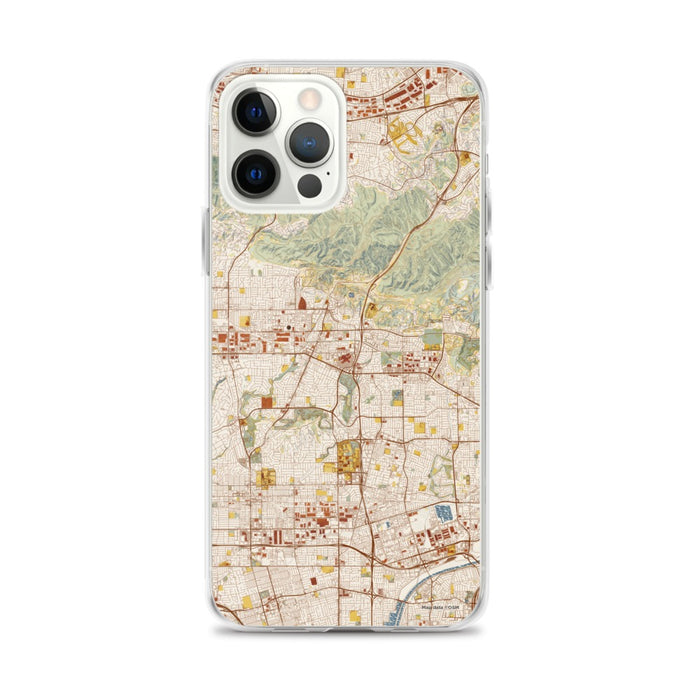 Custom iPhone 12 Pro Max Brea California Map Phone Case in Woodblock