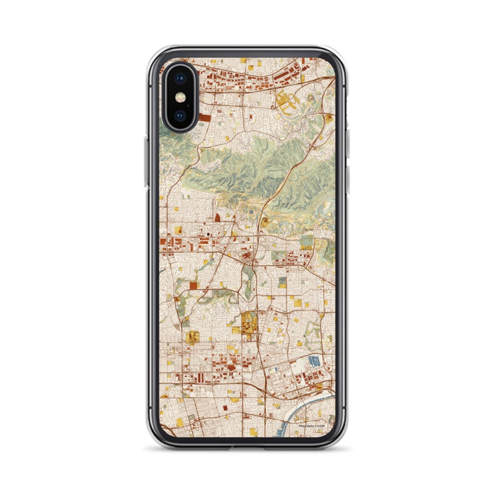 Custom iPhone X/XS Brea California Map Phone Case in Woodblock