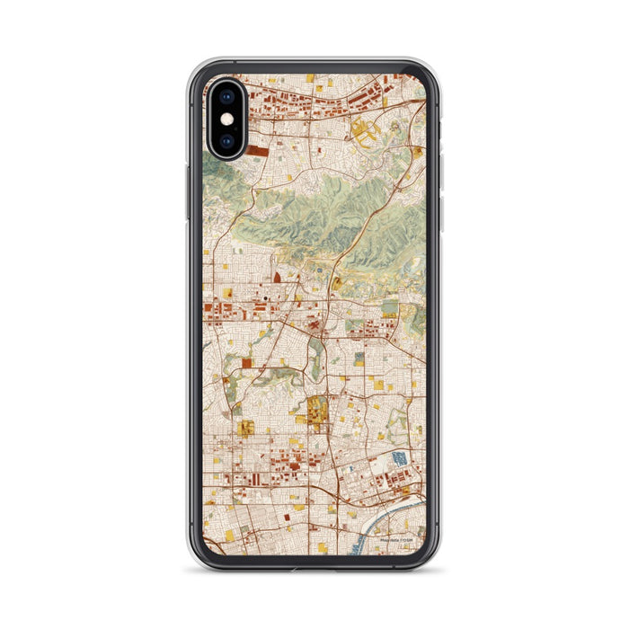 Custom iPhone XS Max Brea California Map Phone Case in Woodblock