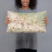 Person holding 20x12 Custom Brea California Map Throw Pillow in Woodblock