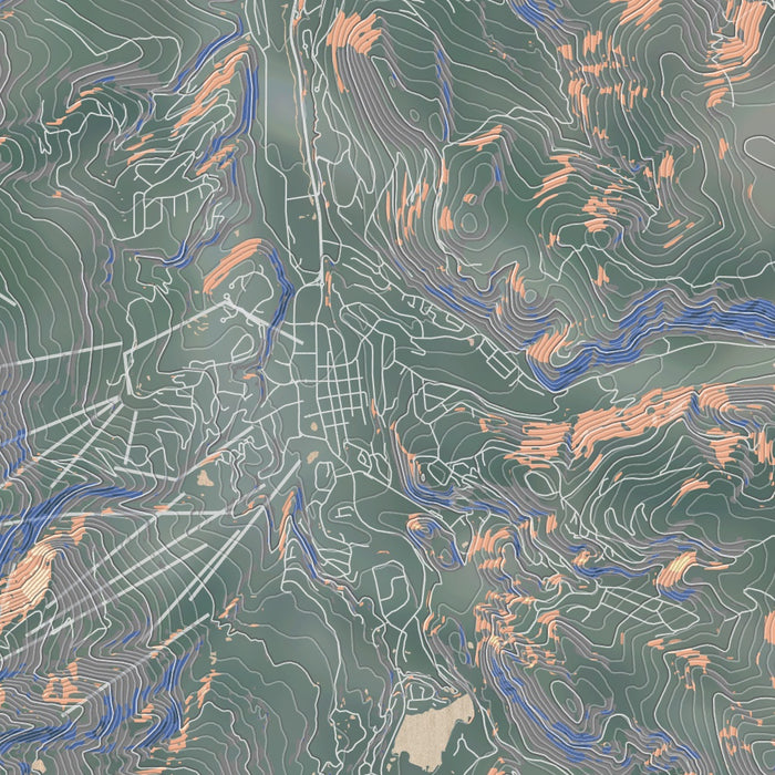 Breckenridge Colorado Map Print in Afternoon Style Zoomed In Close Up Showing Details