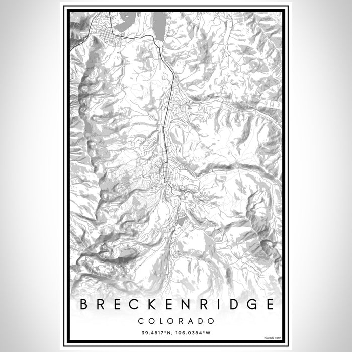 Breckenridge Colorado Map Print Portrait Orientation in Classic Style With Shaded Background