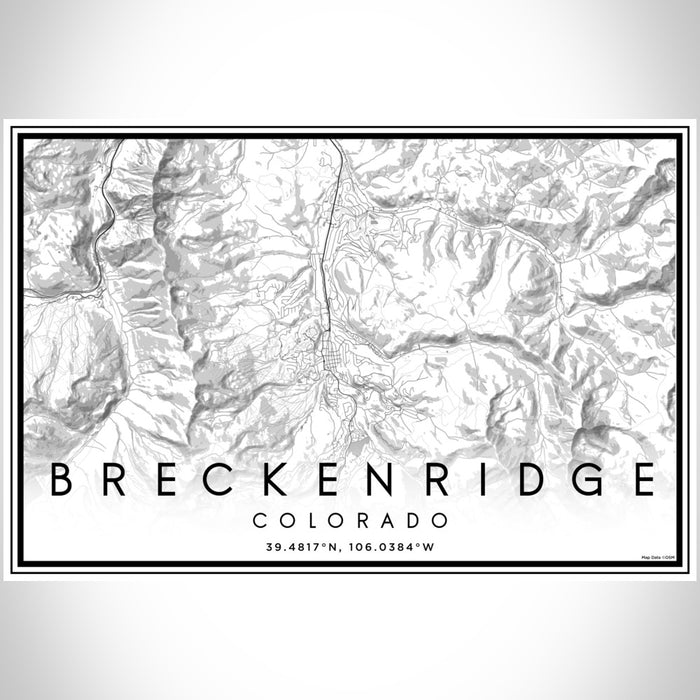 Breckenridge Colorado Map Print Landscape Orientation in Classic Style With Shaded Background
