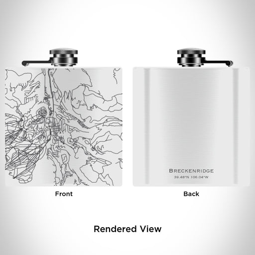 Rendered View of Breckenridge Colorado Map Engraving on 6oz Stainless Steel Flask in White