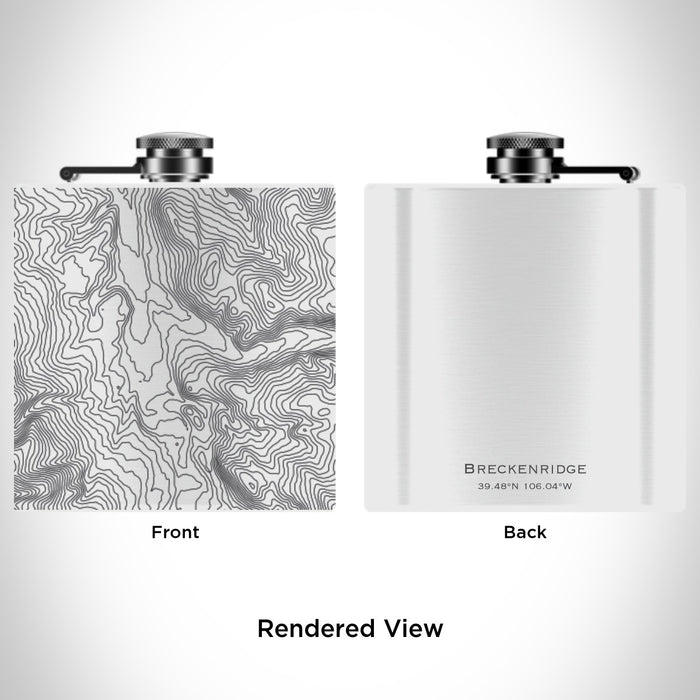 Rendered View of Breckenridge Colorado Map Engraving on 6oz Stainless Steel Flask in White