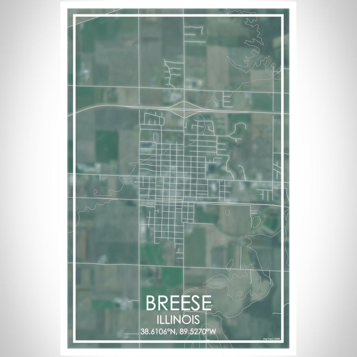 Breese Illinois Map Print Portrait Orientation in Afternoon Style With Shaded Background