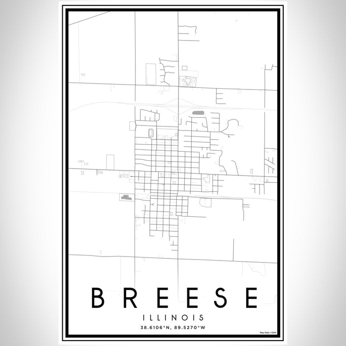 Breese Illinois Map Print Portrait Orientation in Classic Style With Shaded Background