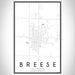 Breese Illinois Map Print Portrait Orientation in Classic Style With Shaded Background